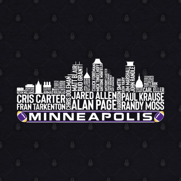 Minnesota Football Team All Time Legends, Minneapolis City Skyline by Legend Skyline